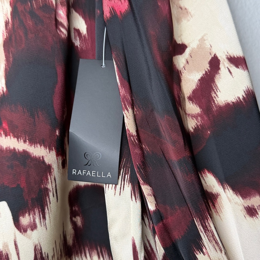 Rafaella Burgundy and Cream Patterned Long sleeve Blouse - Picture 4 of 11